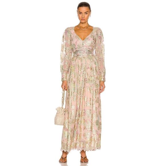 HEMANT AND NANDITA Nora Maxi Dress in‎ Rose Pink - Picture 1 of 11